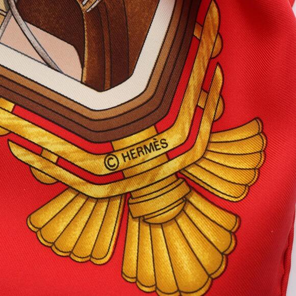 HERMES Authentic Red Silk Scarf - Picture 2 of 6